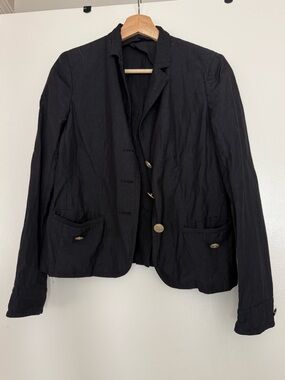 Max Mara wool linen blend blazer in navy blue
